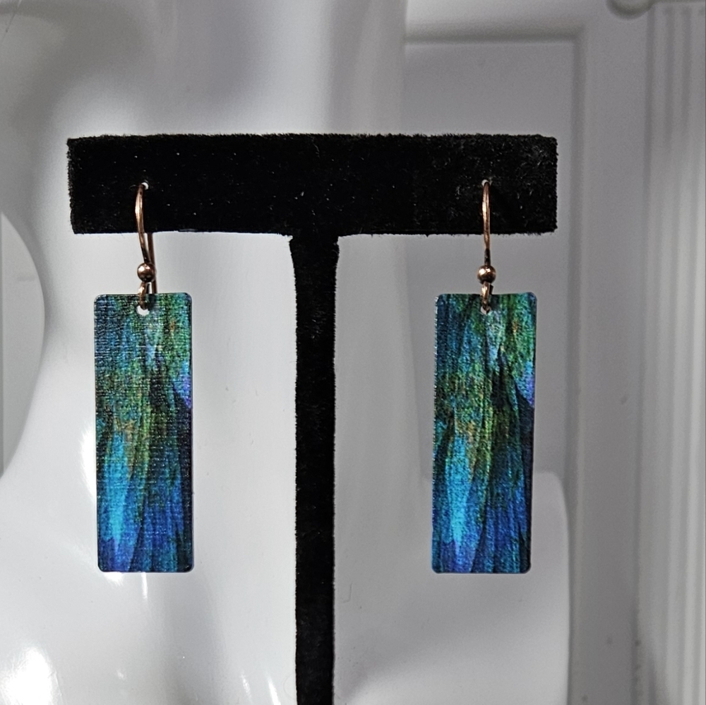 DC Designs Teal Abstract Art Double Sided Earrings